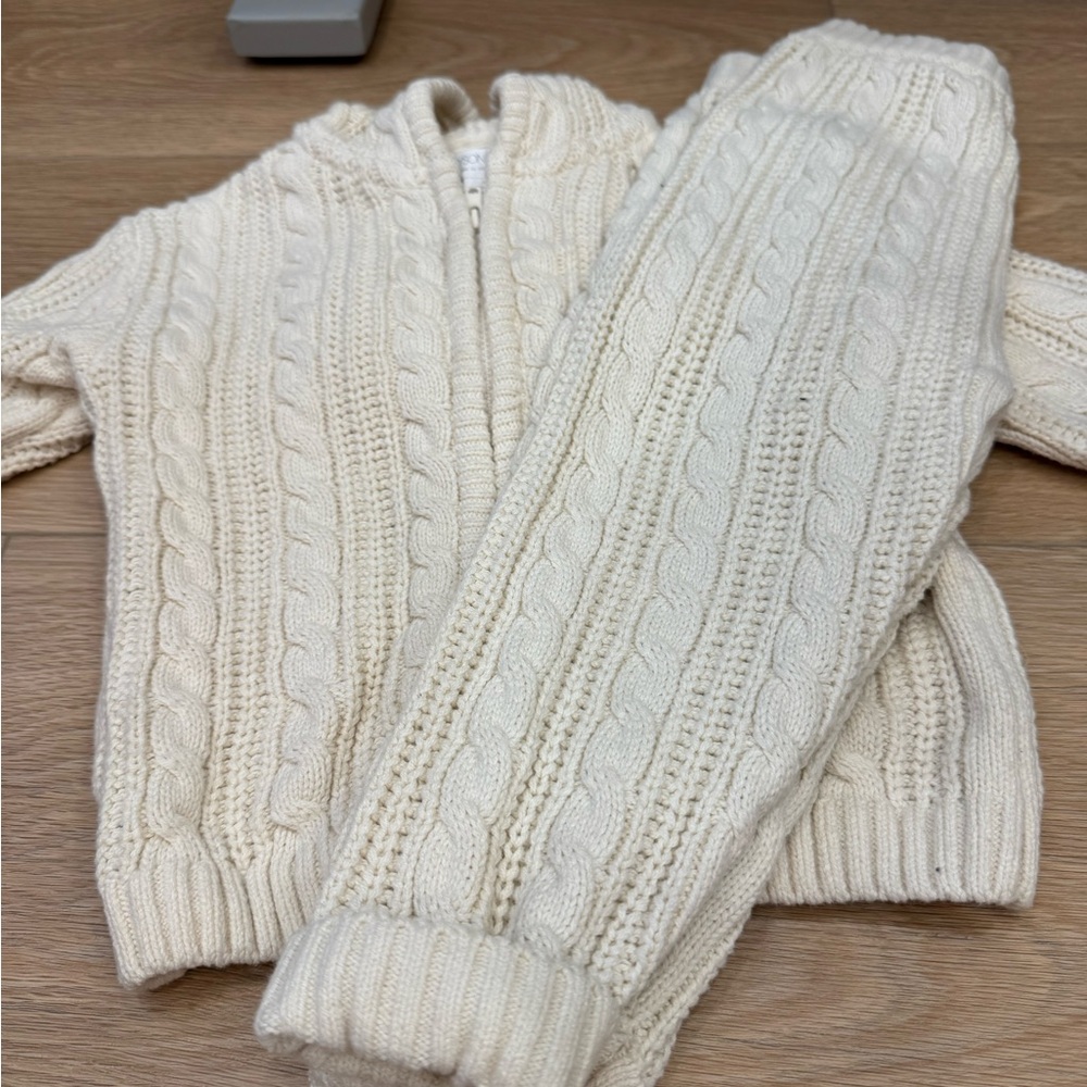 Charming Cream Cable Knit Cardigan Set